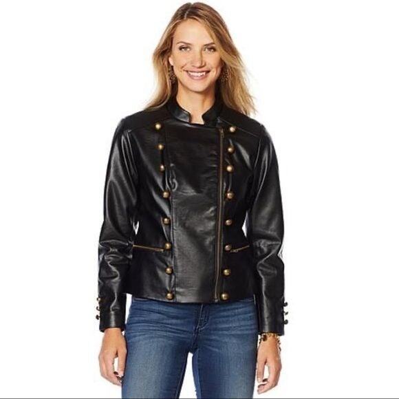 Sheryl Crow Faux Leather military jacket-Coat of arms (XL) - Picture 3 of 5